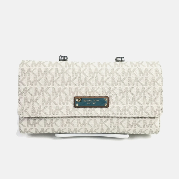 Michael Kors Jet Set White Digital Pin Dot MK Trifold Checkbook Wallet/Pen NWOT - Picture 10 of 15